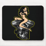 Black Biker Girl Block Motor Mouse Mat