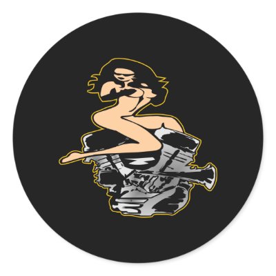Black Biker Pan Girl Round Sticker by WhiteTiger_LLC