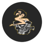 Black Biker Pan Girl Round Sticker