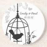 Black Bird Cage Vintage Love Bird Coasters