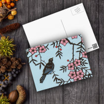 Black Bird Cherry Blossom Tree postcards