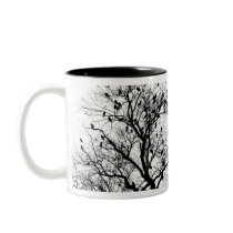 Black Birds in trees mugs by deegolden Black Birds in trees mugs