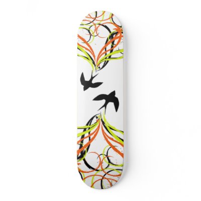 black birds singing in the dead of night skateboard decks by lohla5678