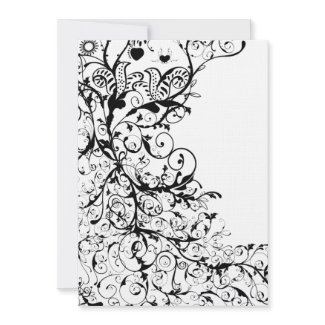 Black Birds & Swirls Wedding Invitation invitation