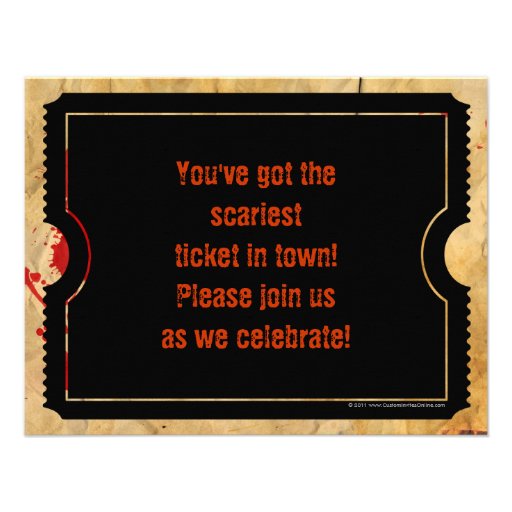 Black Blood Splatter Halloween Ticket Invitations