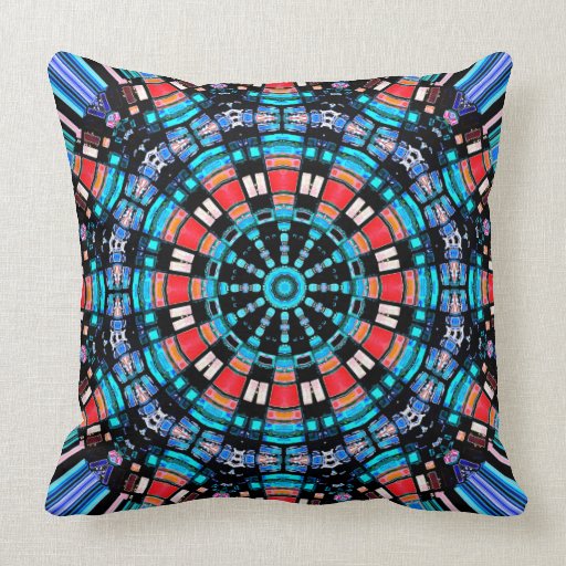Black Blue And Red Mandala Throw Pillow Zazzle