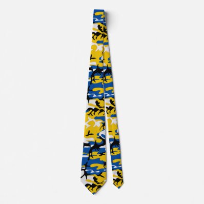 Black Blue and Yellow Camo Tie