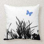 Black & Blue Butterfly Throw Pillows