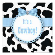 Black Blue Cowboy Baby Boy Shower Invitations