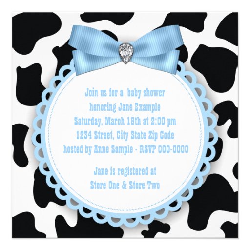 Black Blue Cowboy Baby Boy Shower Invitations