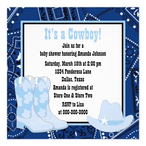 Black Blue Cowboy Boots Cowboy Baby Shower Invite