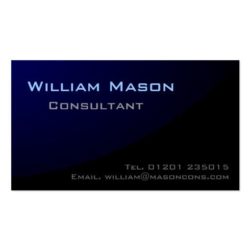 Black Blue Curved, Professional Business Card (front side)