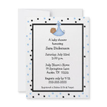 Black & Blue Dot Baby Boy Shower Invitation