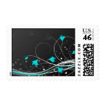 Black Blue Flowers Set Postage Stamps