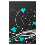 Black Blue Flowers Set Customized Stationery