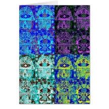 Black & Blue Hamsa Greeting Cards