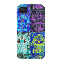 Black & Blue Hamsa Vibe iPhone 4 Covers