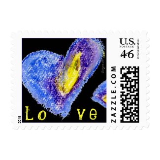 Black Blue Love Heart Square Small Postage stamp