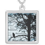 Black & Blue Nevermore Raven Silhouette Pendants