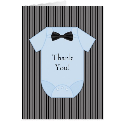 Black Blue Pinstripe Baby Boy Thank You Cards | Zazzle