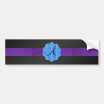 Black blue roses monogram bumper stickers