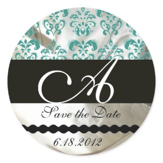 BLACK & BLUE SILK DAMASK CLOTH MONOGRAM sticker