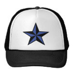 black-blue star icon hats