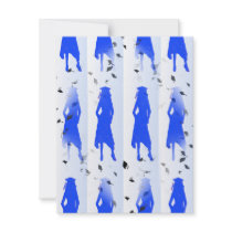 Black & Blue Swirl Grad Silhouettes Party Invite
