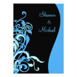 Black Blue Swirl Wedding Invitation