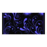 black blue swirls personalized photo card