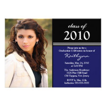 Black, Blue & White Photo Graduation Invitation