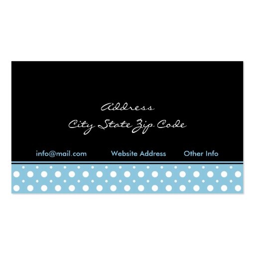 Black blue white polka dot interiors business card (back side)