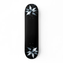 Black Blue & White Swirly Flower by Naomi Custom Skateboard