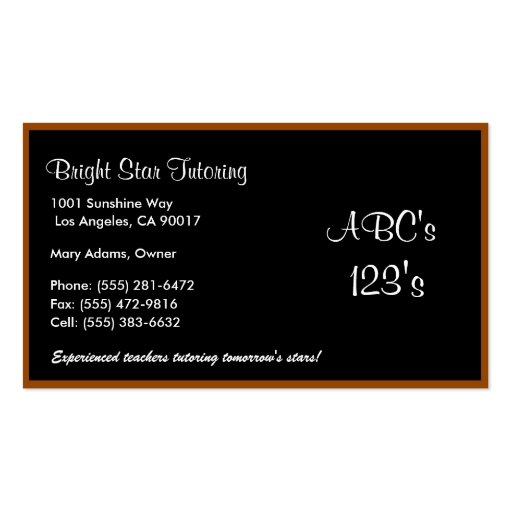 Black Board Basics Business Card (front side)