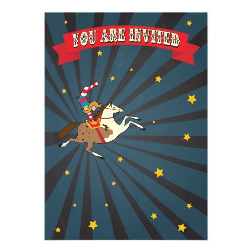 Black Board Birthday Circus Party Invitations