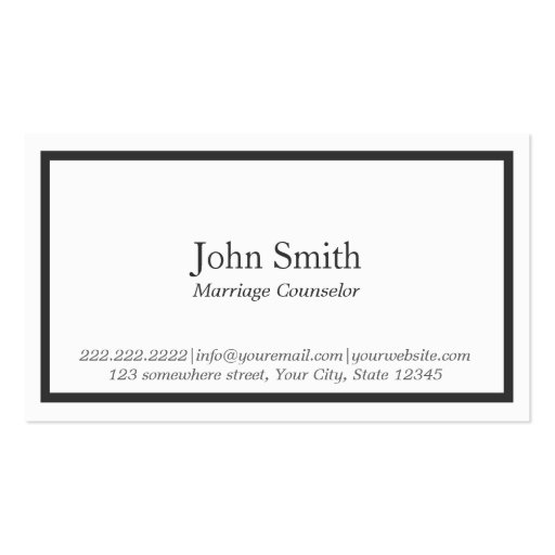 Black Border Marriage Counseling Business Card (front side)