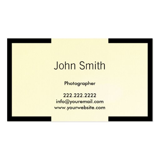 Black Border Minimal Photographer Business Card (back side)