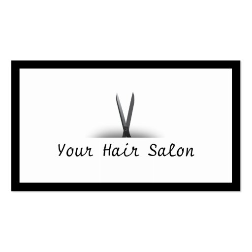 Black Border & Scissor Hair Salon Business Card (front side)