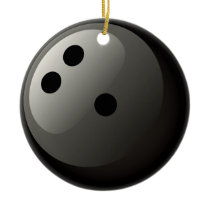 BLACK BOWLING BALL ORNAMENT