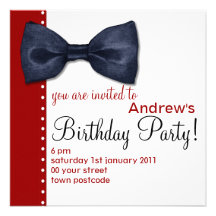 Black BowTie Birthday Invitation