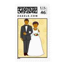 Black Bride and Groom Butterscotch postage