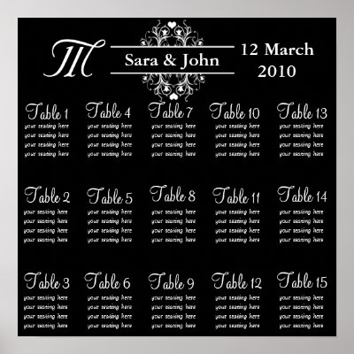 Monogram wedding Seating Chart available in 4 different size smallmedium 