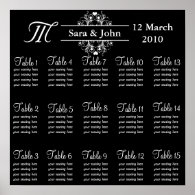 Black Bride and Groom Seating Chart Poster