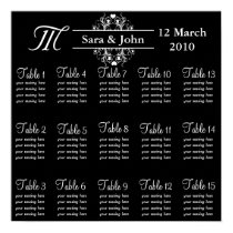 Black Bride and Groom Seating Chart Poster