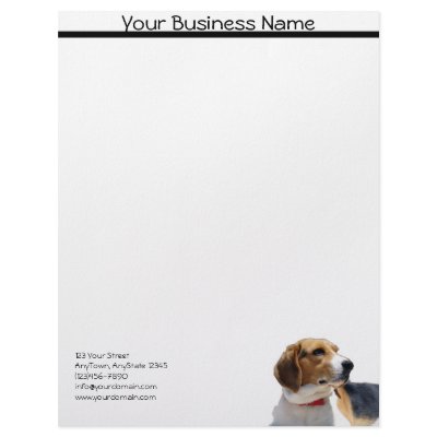 Black Brown and White Beagle Dog Custom Letterhead by NoteableExpressions