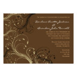Black, Brown, and White Floral Wedding  Invitation