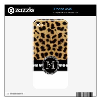 Black Brown Cheetah Fur Print iPhone 4 Skin musicskins_skin
