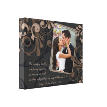 Black Brown Floral Wedding Photo Template Canvas Canvas Print
