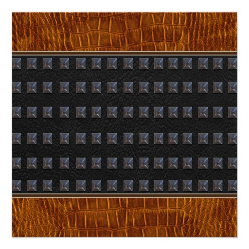 Black Brown Leather Star of David Bar Mitzvah Custom Announcement