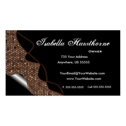 Black & Brown Stained Glass Tile Business Cards (back side)